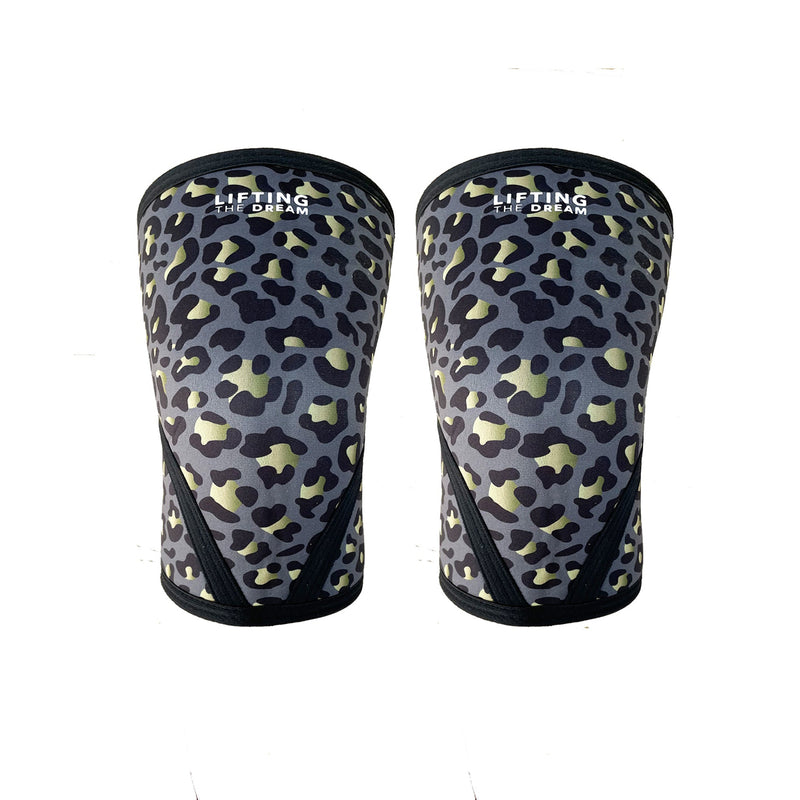Lucky Leopard Print Neoprene Knee Sleeves for Lifting and CrossFit Fitness Workouts