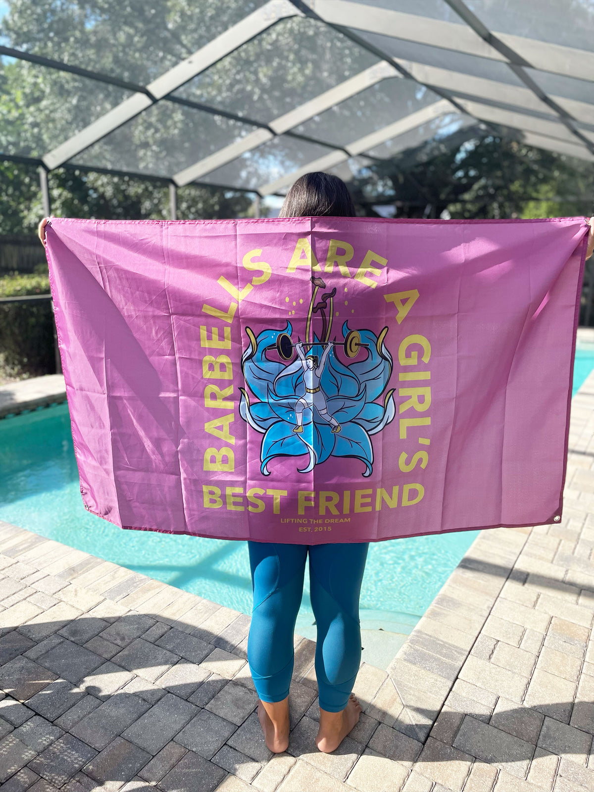 Barbells are a Girl's Best Friend Gym Flag